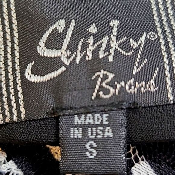 Slinky Brand Black & White Cardigan Sheer Top, Criss-Cross Cut-outs, Sz Small - Picture 8 of 9